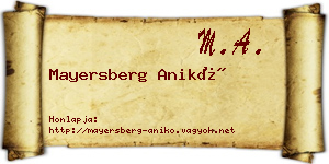 Mayersberg Anikó névjegykártya